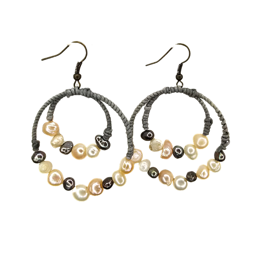 Gemstone Orbit Hoop Earrings - Thailand