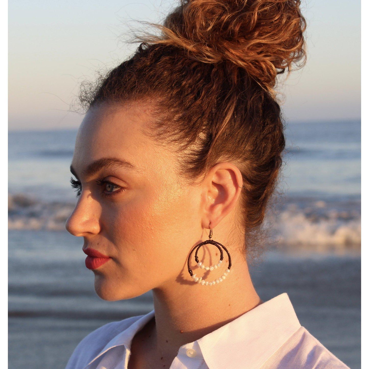 Gemstone Orbit Hoop Earrings - Thailand