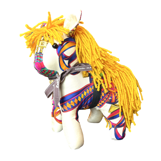 Rubans du Cheval Vintage Silk Scarf Patchwork Pony