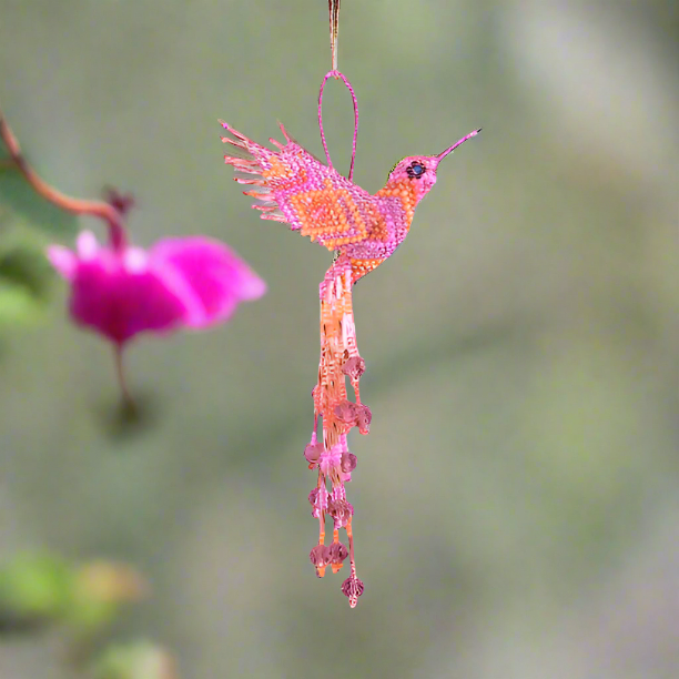 Large Hummingbird Seed Bead Handmade Ornament - Guatemala - Osadia Concept Store