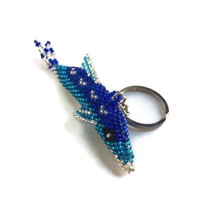 Dolphin Seed Bead Key Chain Zipper Pull -  Guatemala