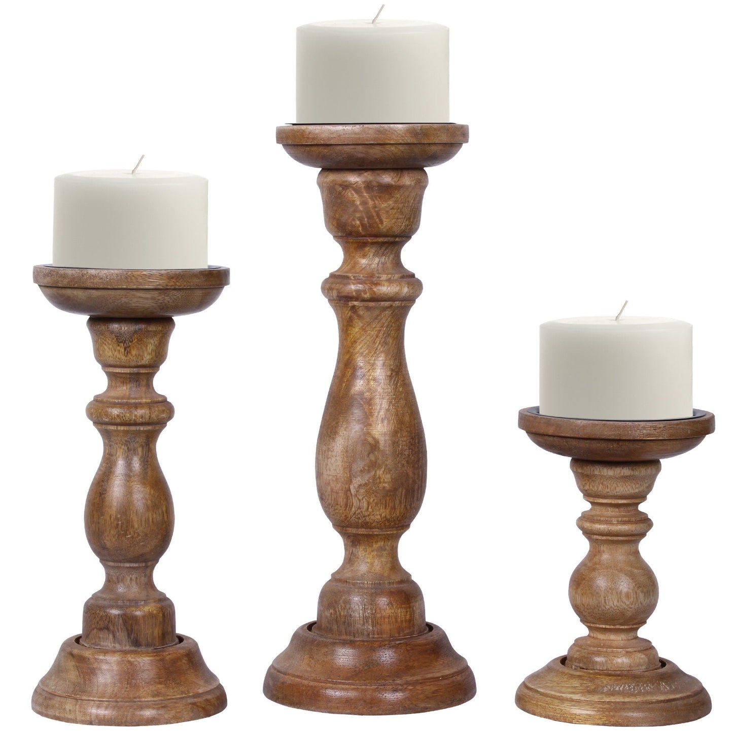 Tuli Pillar Candleholder Set - Medium Brown
