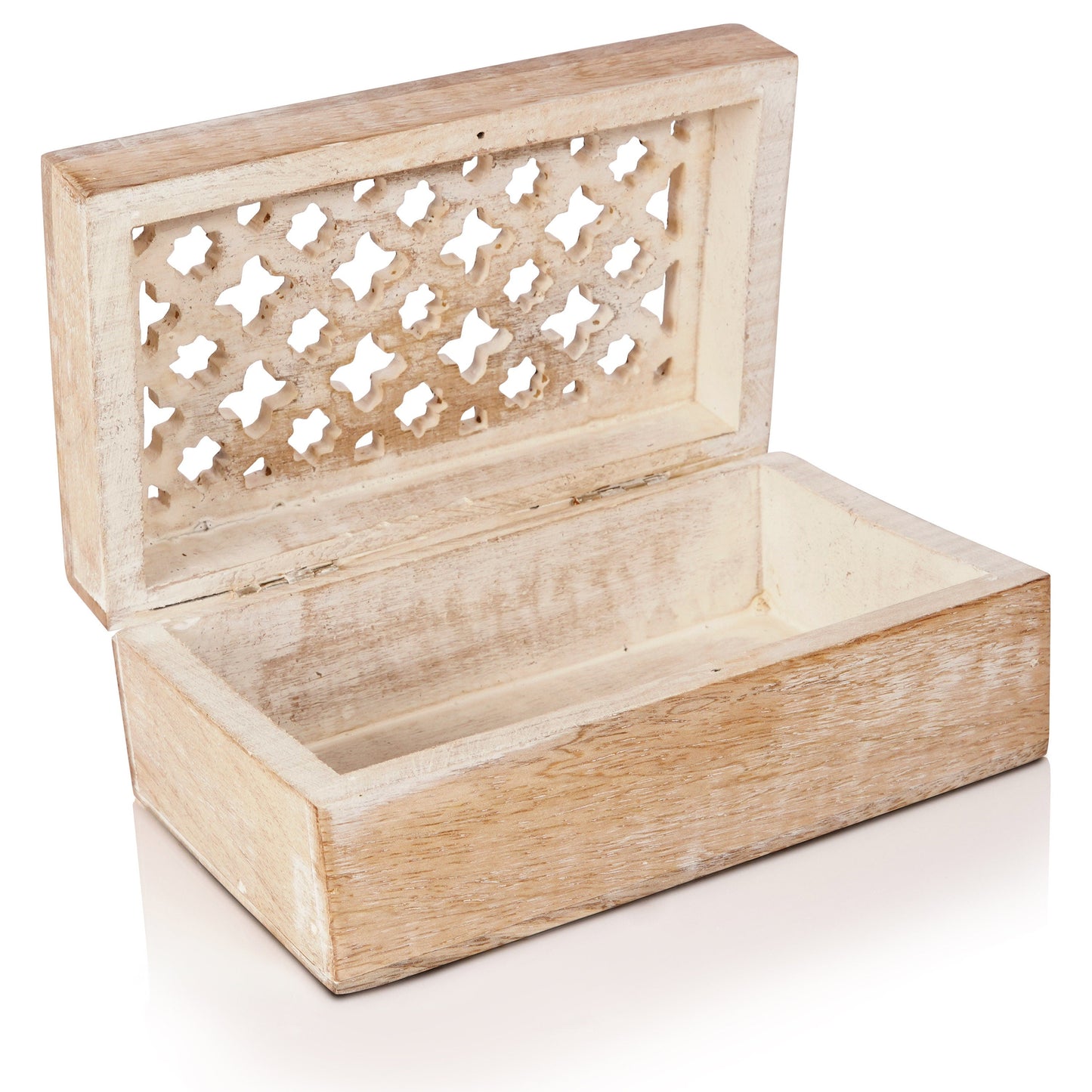Trellis Wooden Handmade Boxes in Whitewash (Medium)