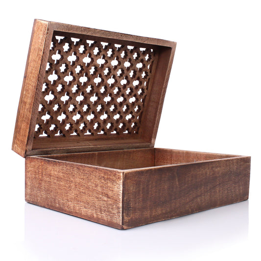 Medium Polish Trellis Decorative Wooden Handmade Box (X-Large)