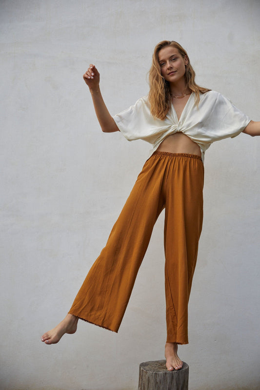 Raw Silk Easy Pant
