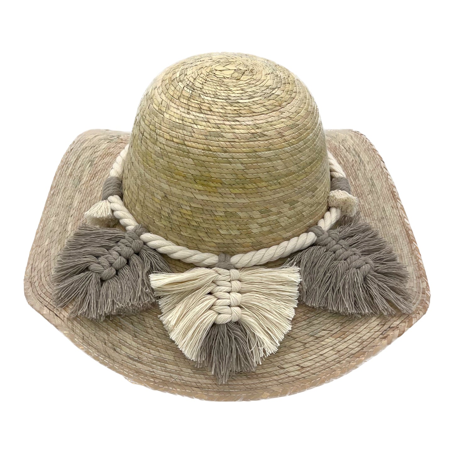 Floppy Palm Hat- Leaves Macrame Band