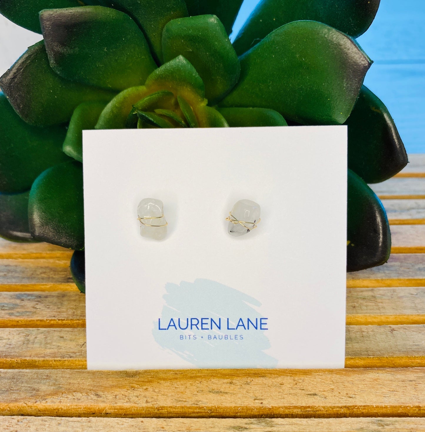 Kara Wire Wrapped Natural Stone Stud Earrings - Osadia Concept Store