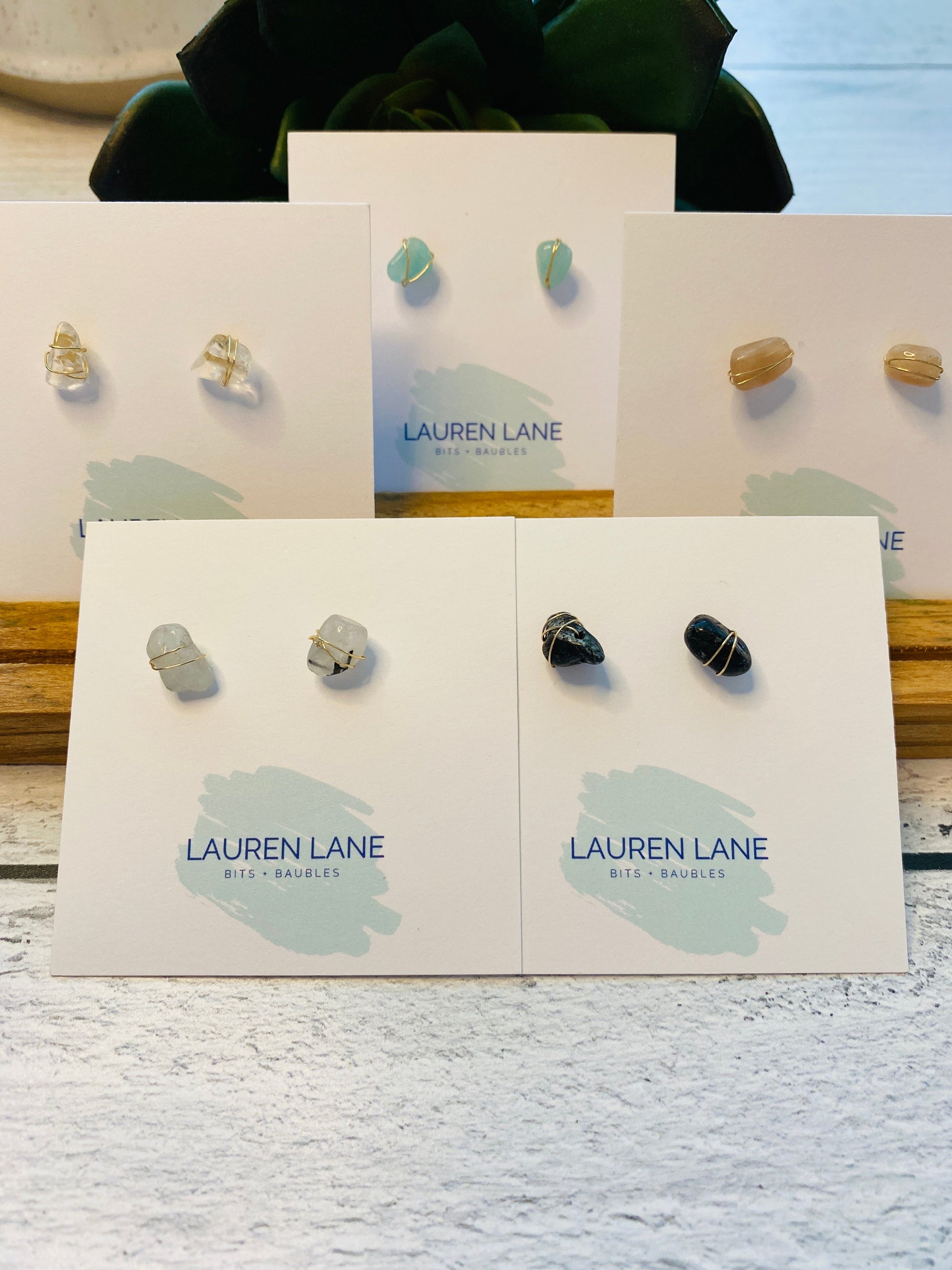 Kara Wire Wrapped Natural Stone Stud Earrings - Osadia Concept Store