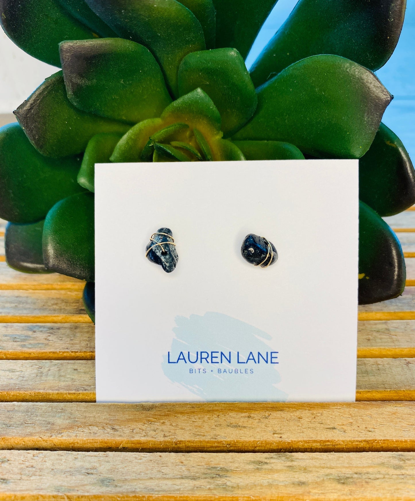Kara Wire Wrapped Natural Stone Stud Earrings - Osadia Concept Store