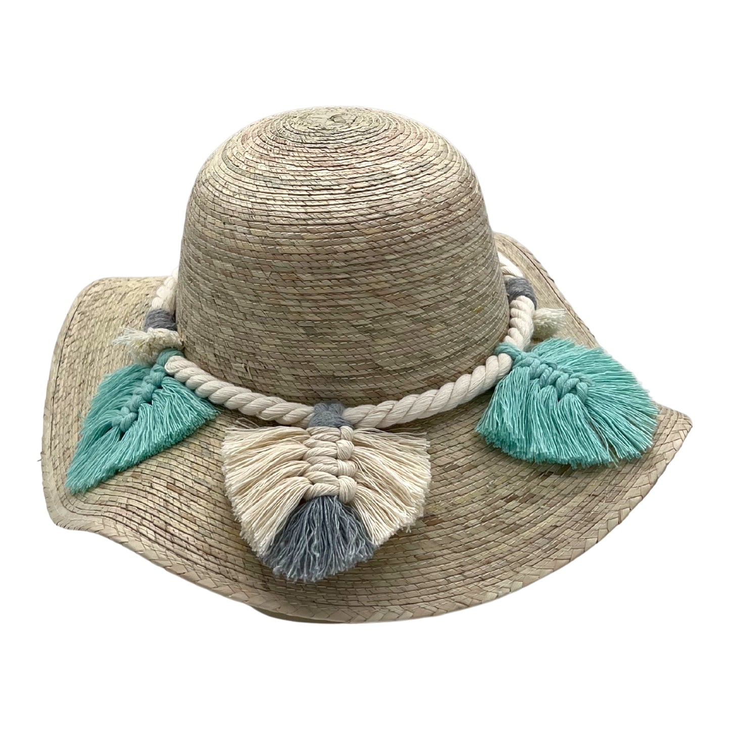 Floppy Palm Hat- Leaves Macrame Band