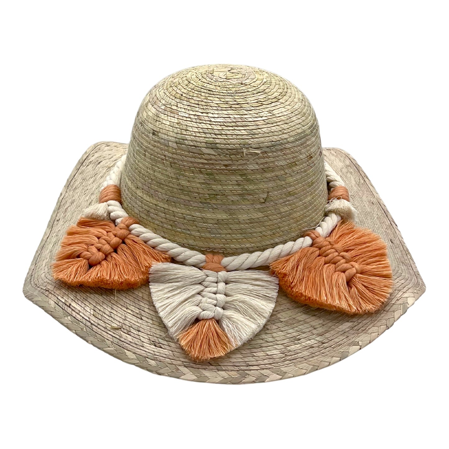 Floppy Palm Hat- Leaves Macrame Band