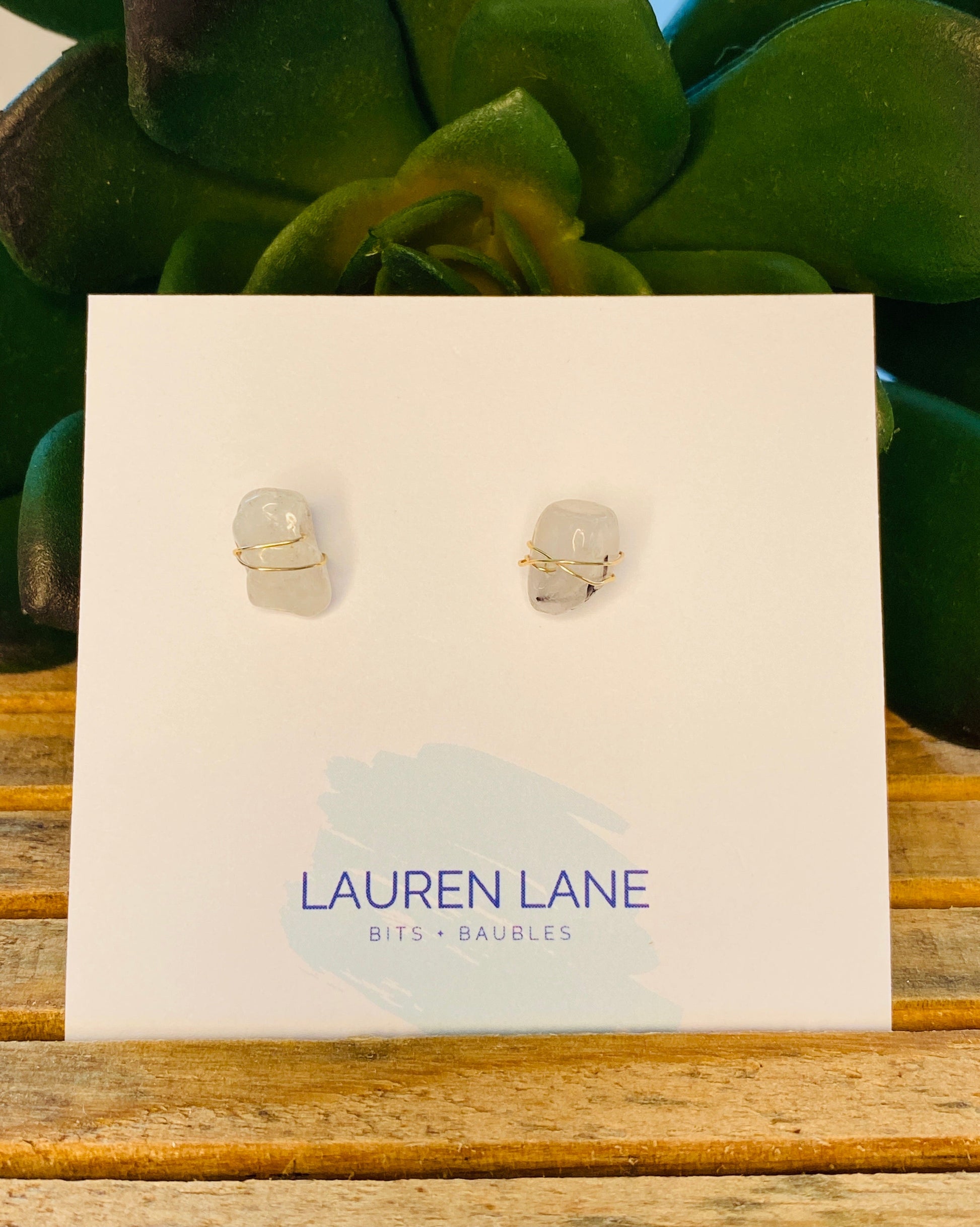 Kara Wire Wrapped Natural Stone Stud Earrings - Osadia Concept Store