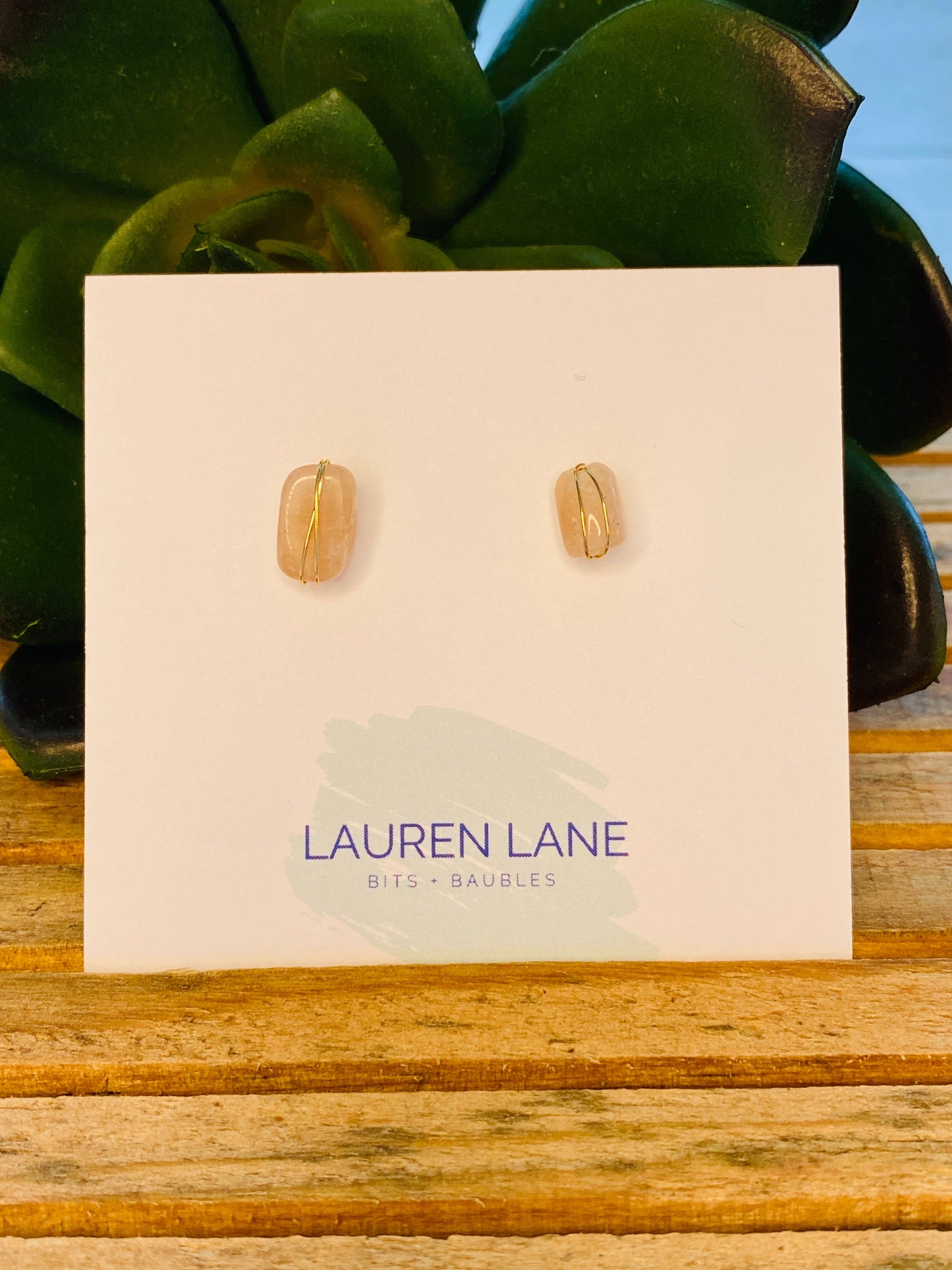 Kara Wire Wrapped Natural Stone Stud Earrings - Osadia Concept Store