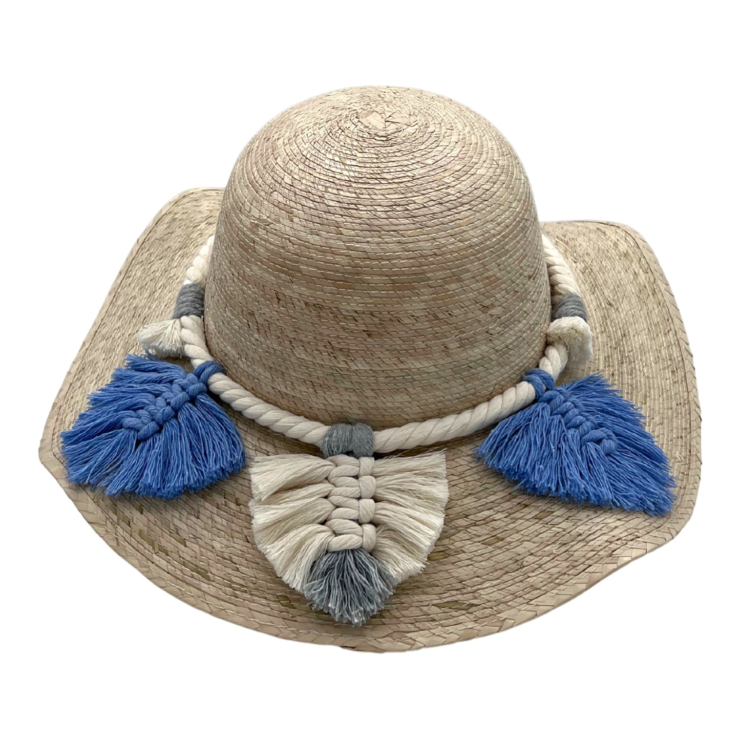 Floppy Palm Hat- Leaves Macrame Band