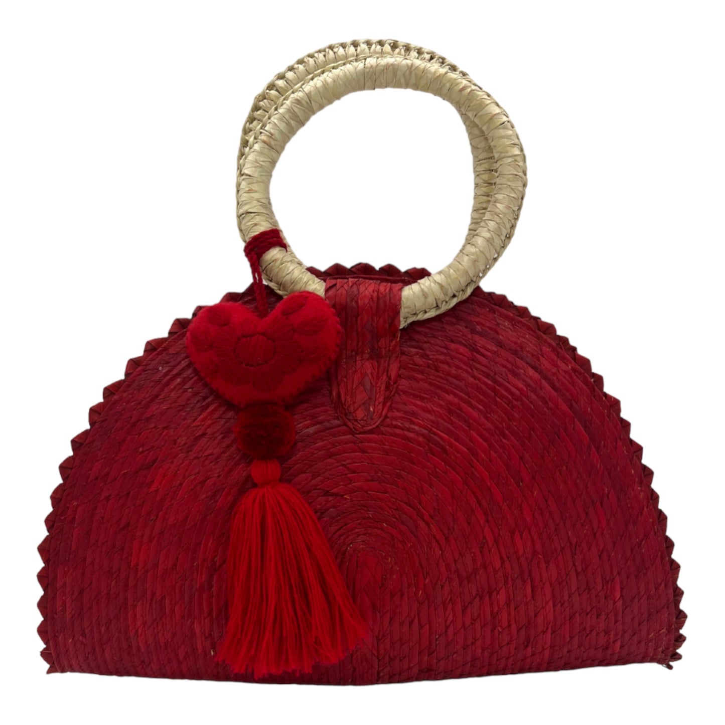 Hand Woven Crescent Purse with Pompon