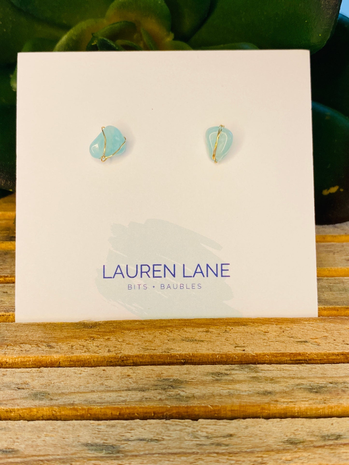 Kara Wire Wrapped Natural Stone Stud Earrings - Osadia Concept Store