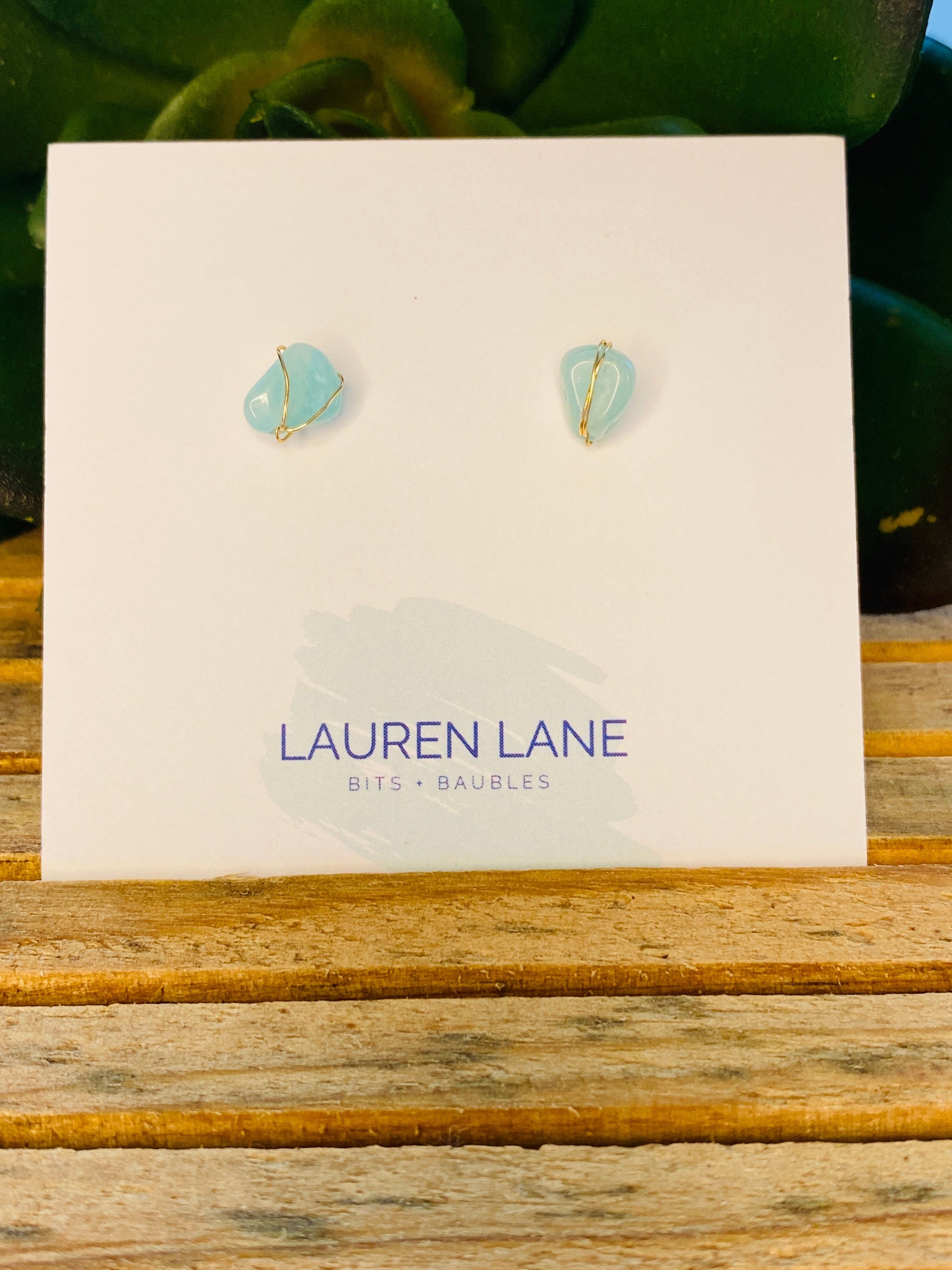Kara Wire Wrapped Natural Stone Stud Earrings - Osadia Concept Store