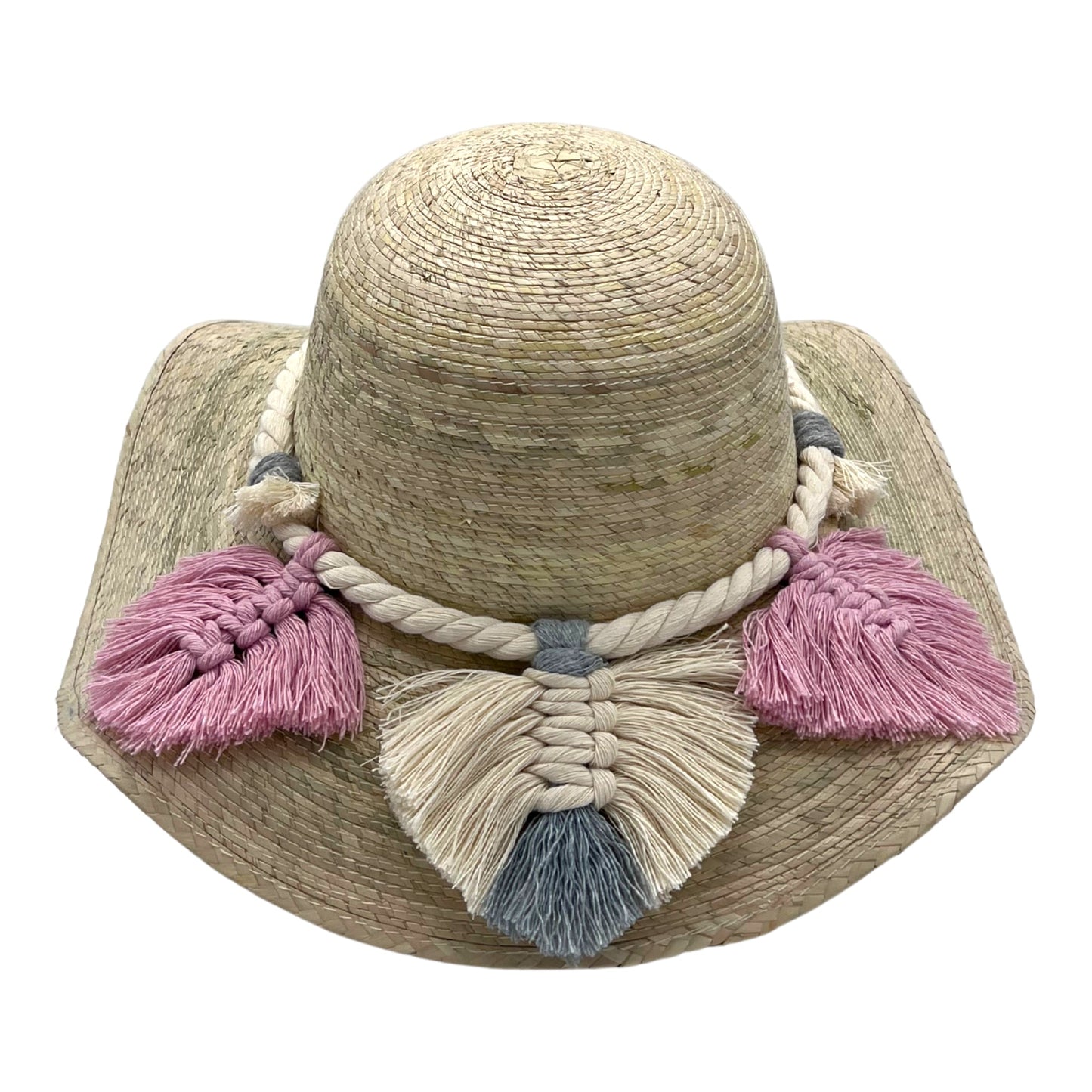 Floppy Palm Hat- Leaves Macrame Band
