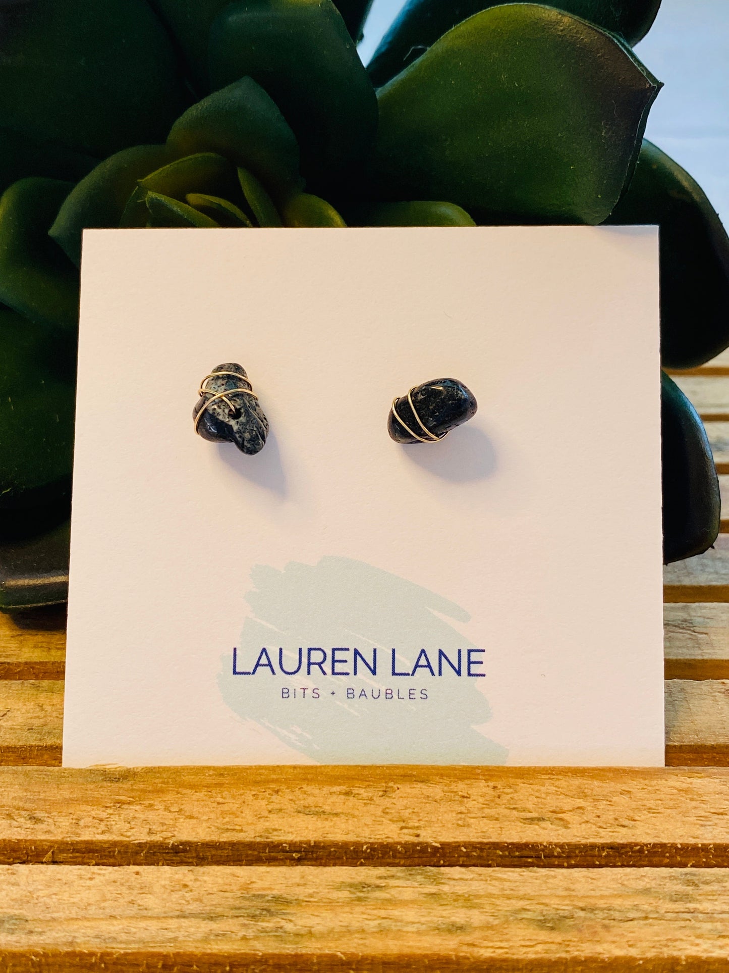 Kara Wire Wrapped Natural Stone Stud Earrings - Osadia Concept Store