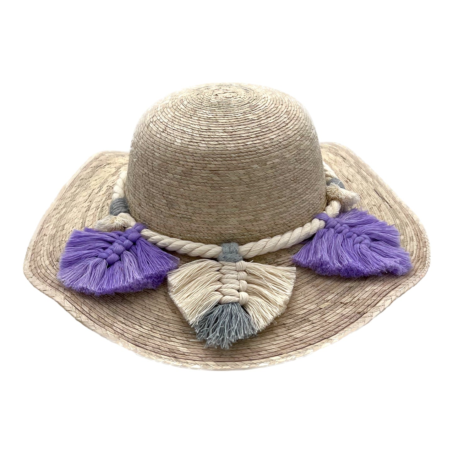 Floppy Palm Hat- Leaves Macrame Band