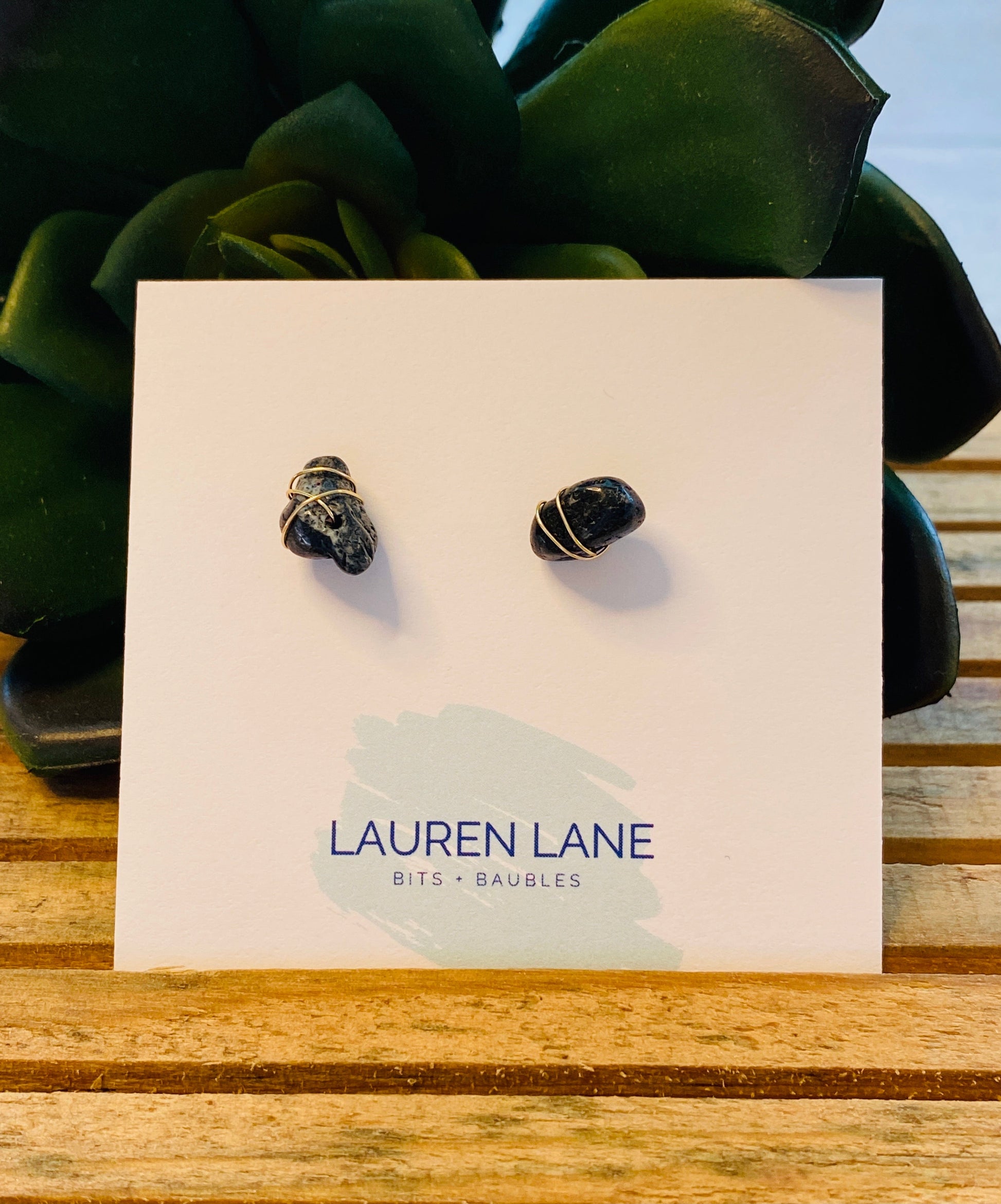 Kara Wire Wrapped Natural Stone Stud Earrings - Osadia Concept Store
