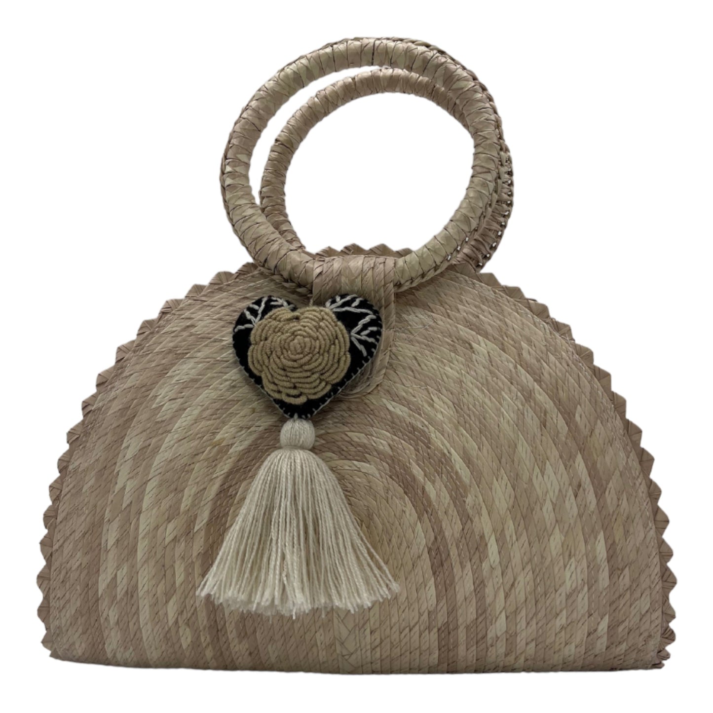Hand Woven Crescent Purse with Pompon
