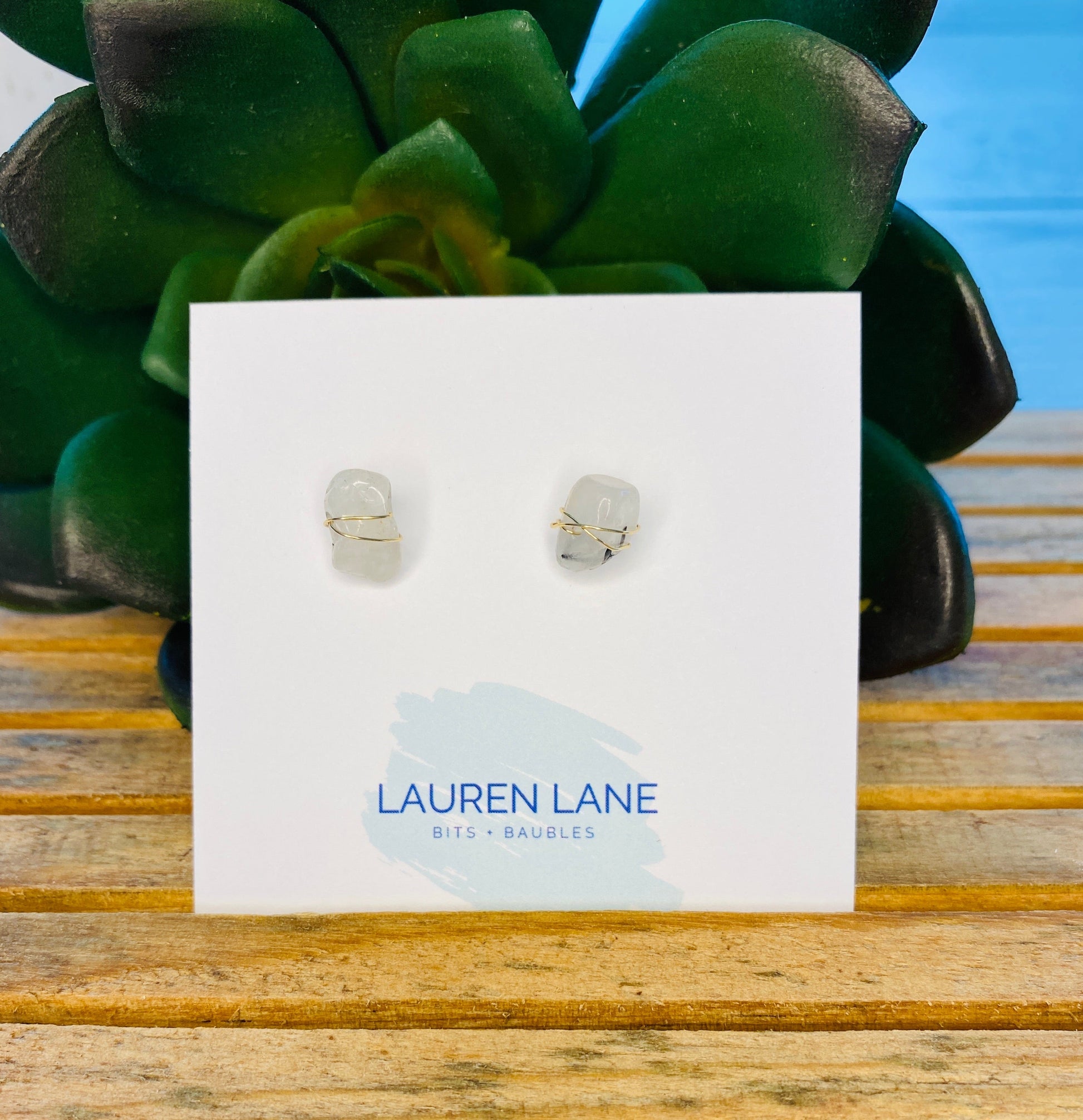 Kara Wire Wrapped Natural Stone Stud Earrings - Osadia Concept Store