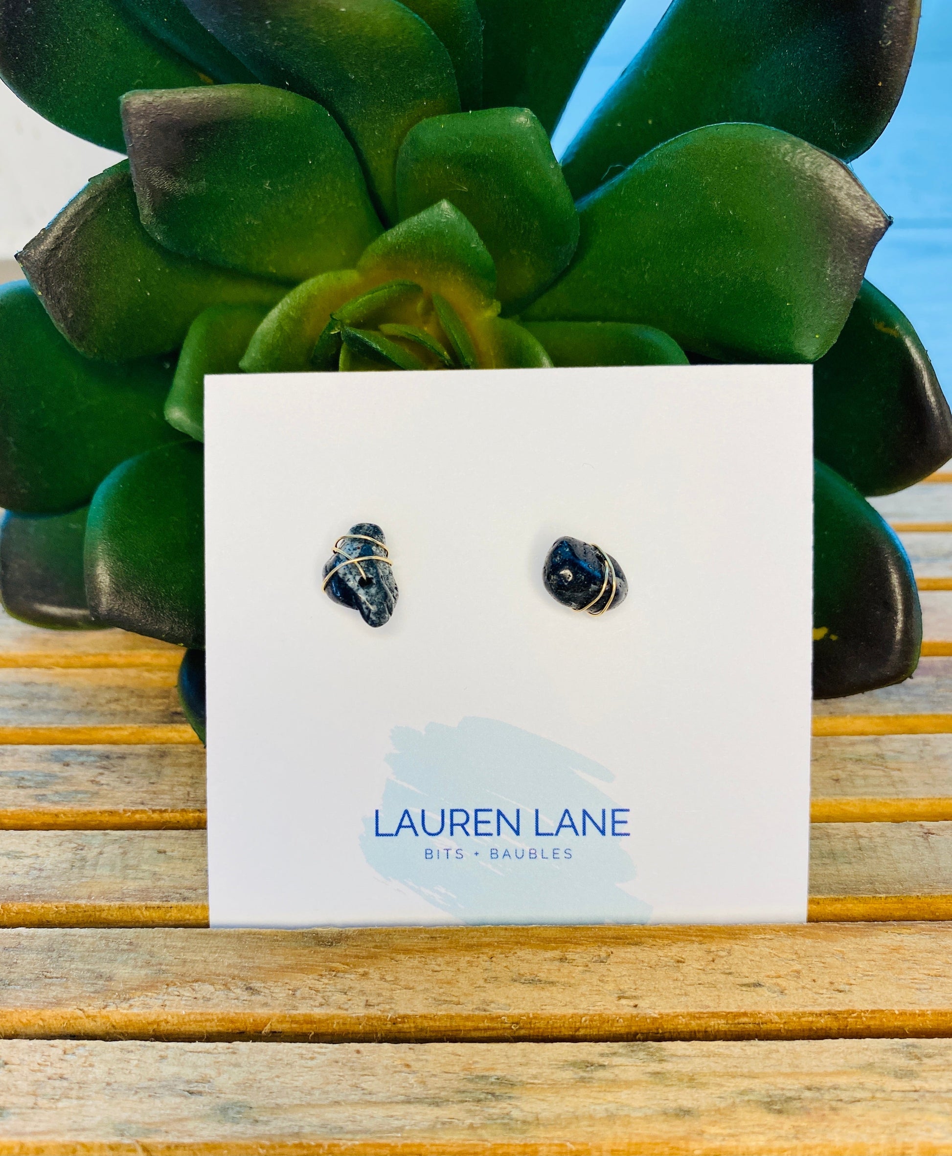 Kara Wire Wrapped Natural Stone Stud Earrings - Osadia Concept Store