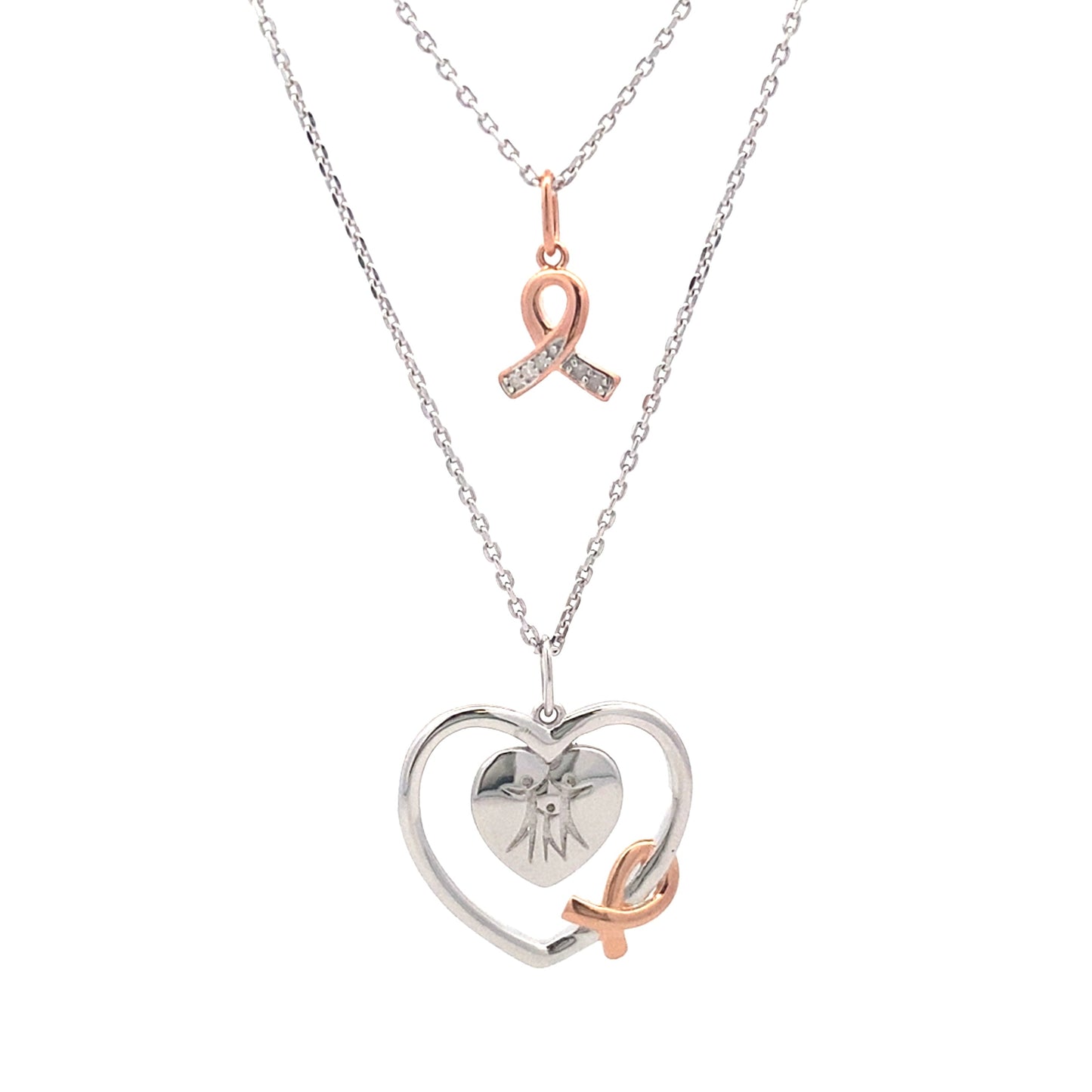 .02ct Diamond Heart Love Pendant Sterling Silver