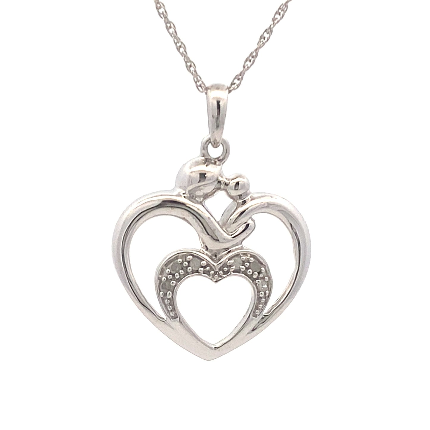 .10ct Diamond Heart Love Pendant Sterling Silver