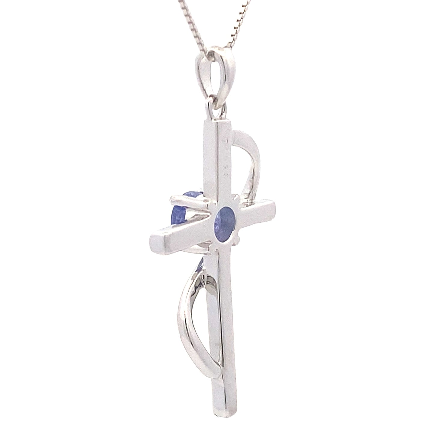 .50ct Tanzanite Cross Religious Pendant Sterling Silver