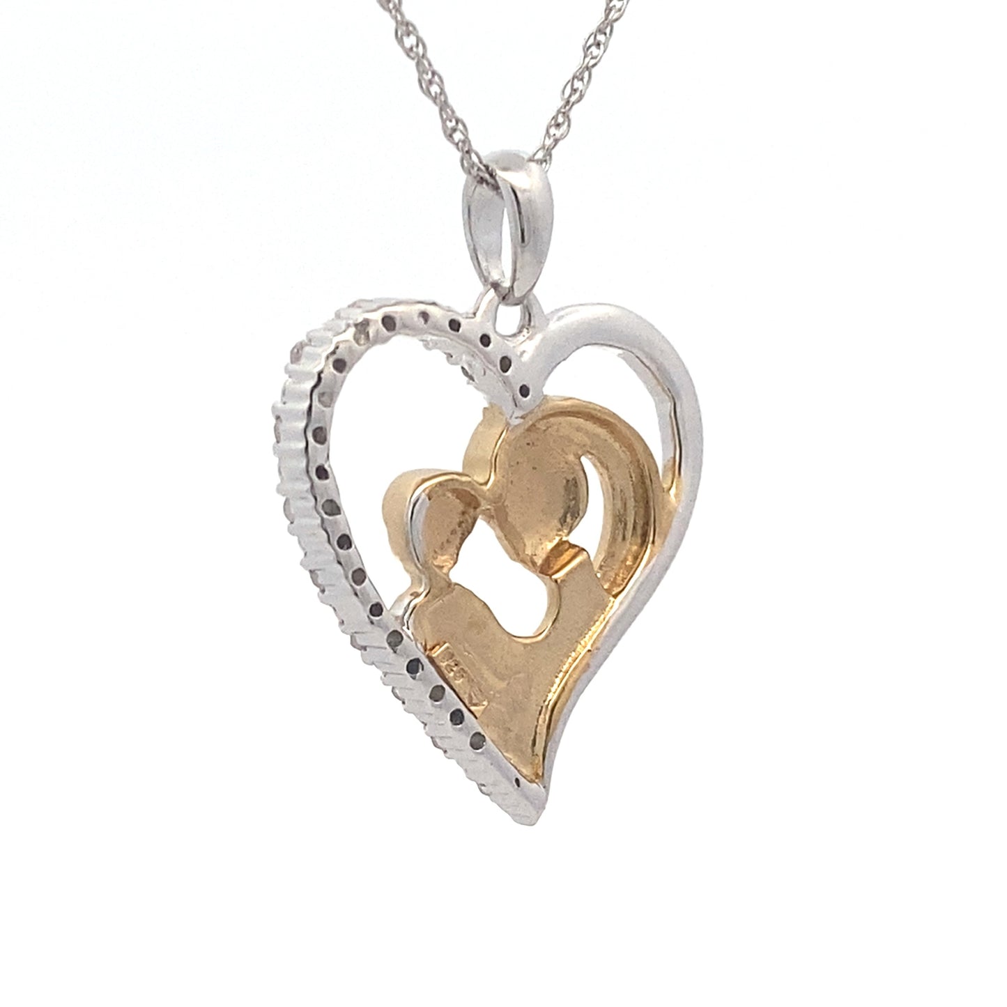.10ct Diamond Heart Love Pendant Sterling Silver