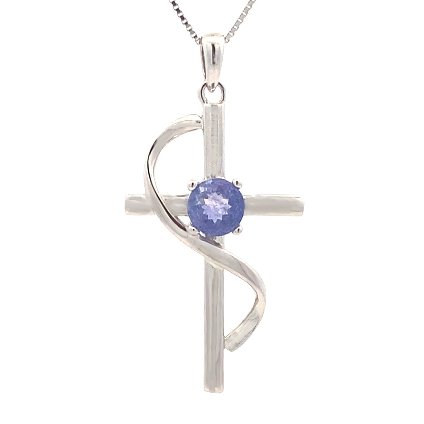 .50ct Tanzanite Cross Religious Pendant Sterling Silver