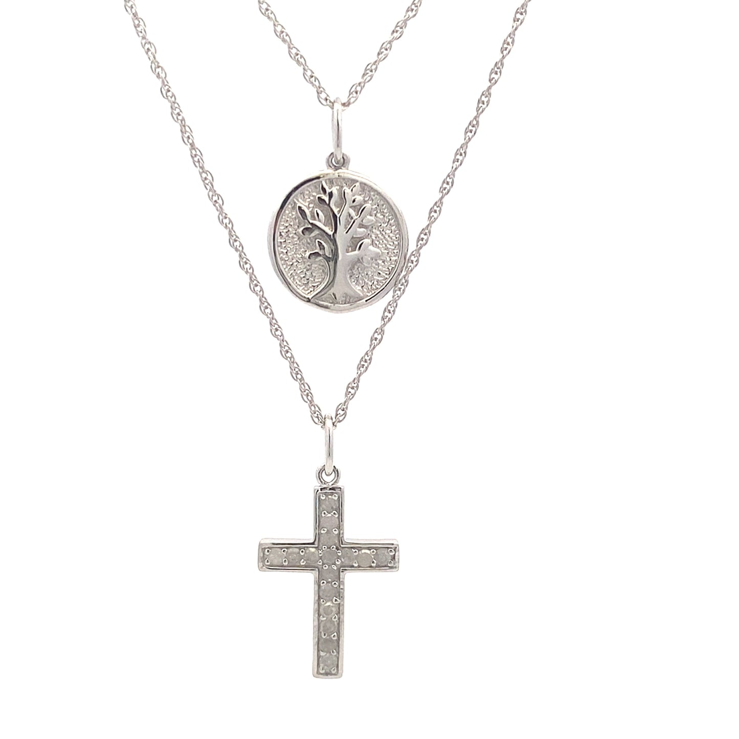 .20ct Diamond Cross Religious Pendant Sterling Silver