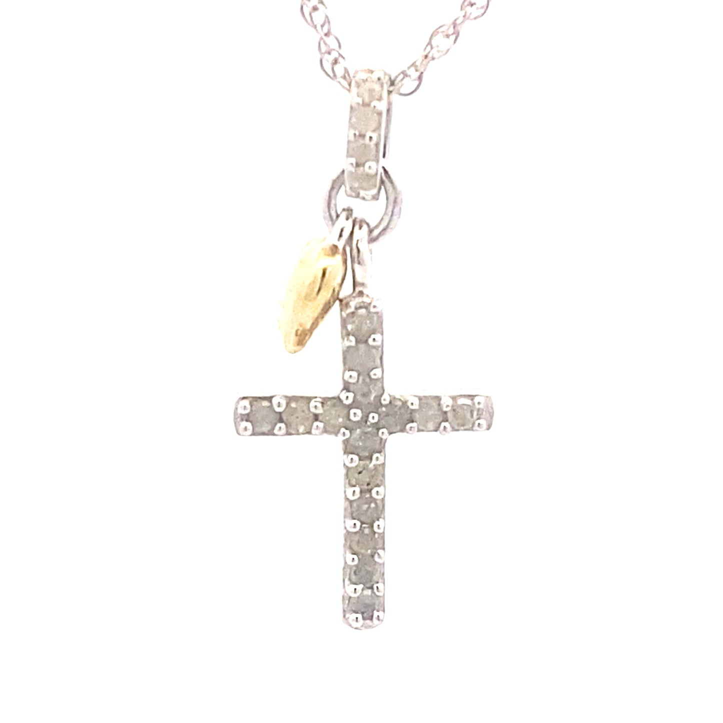 .15ct Diamond Cross Religious Pendant Sterling Silver