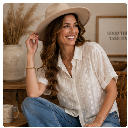 Ivory Garden Lace Button-Down Shirt