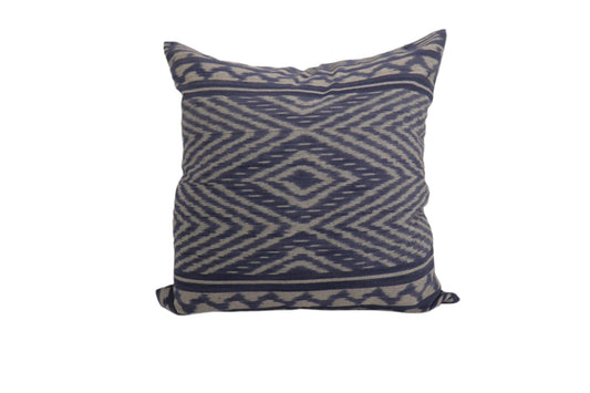 Handwoven Ikat Pillow Cover, Blue. 20 x 20 inches, Cushion Throw