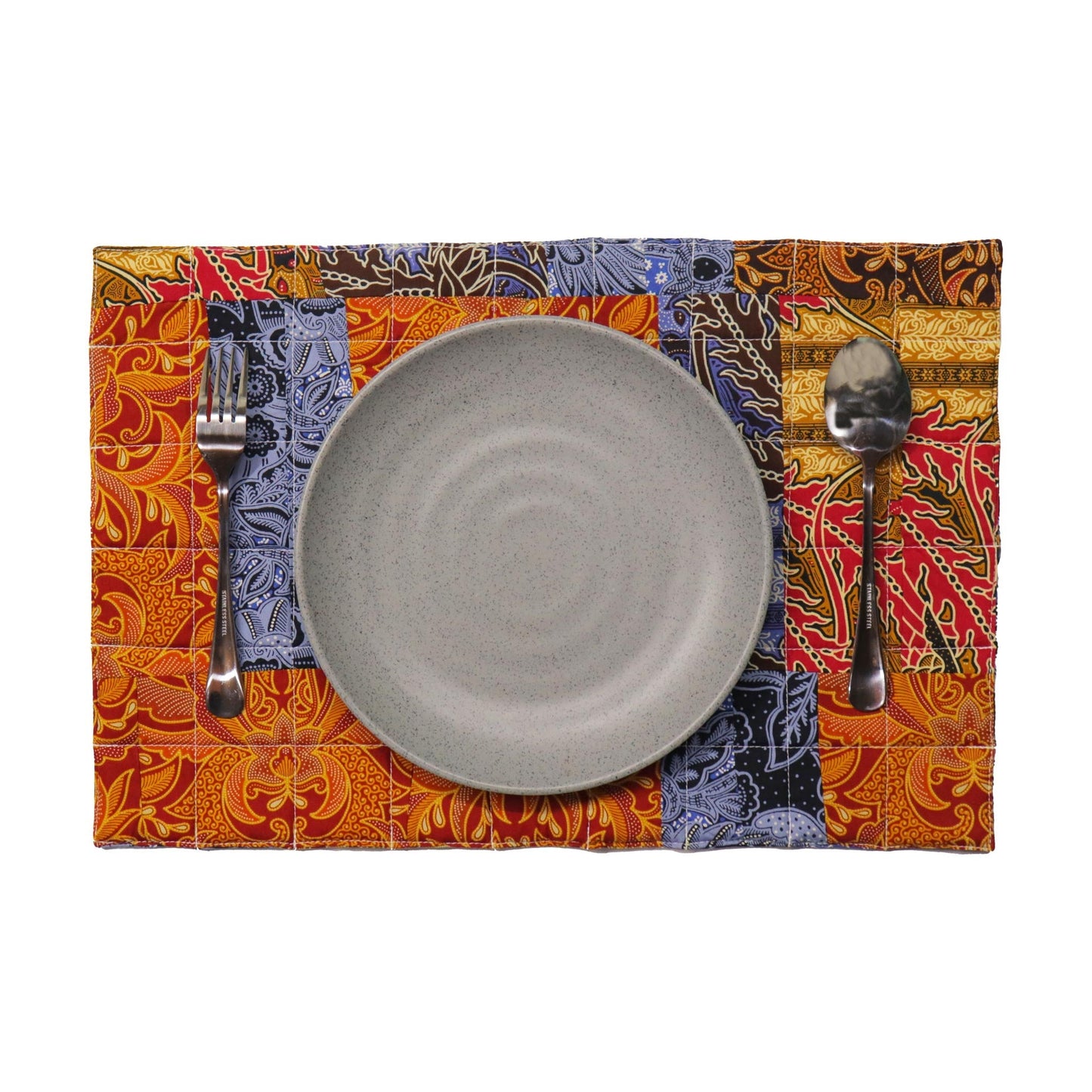 Quilted Printed Batik Placemat Set, Patchwork Edition (Set of 2)
