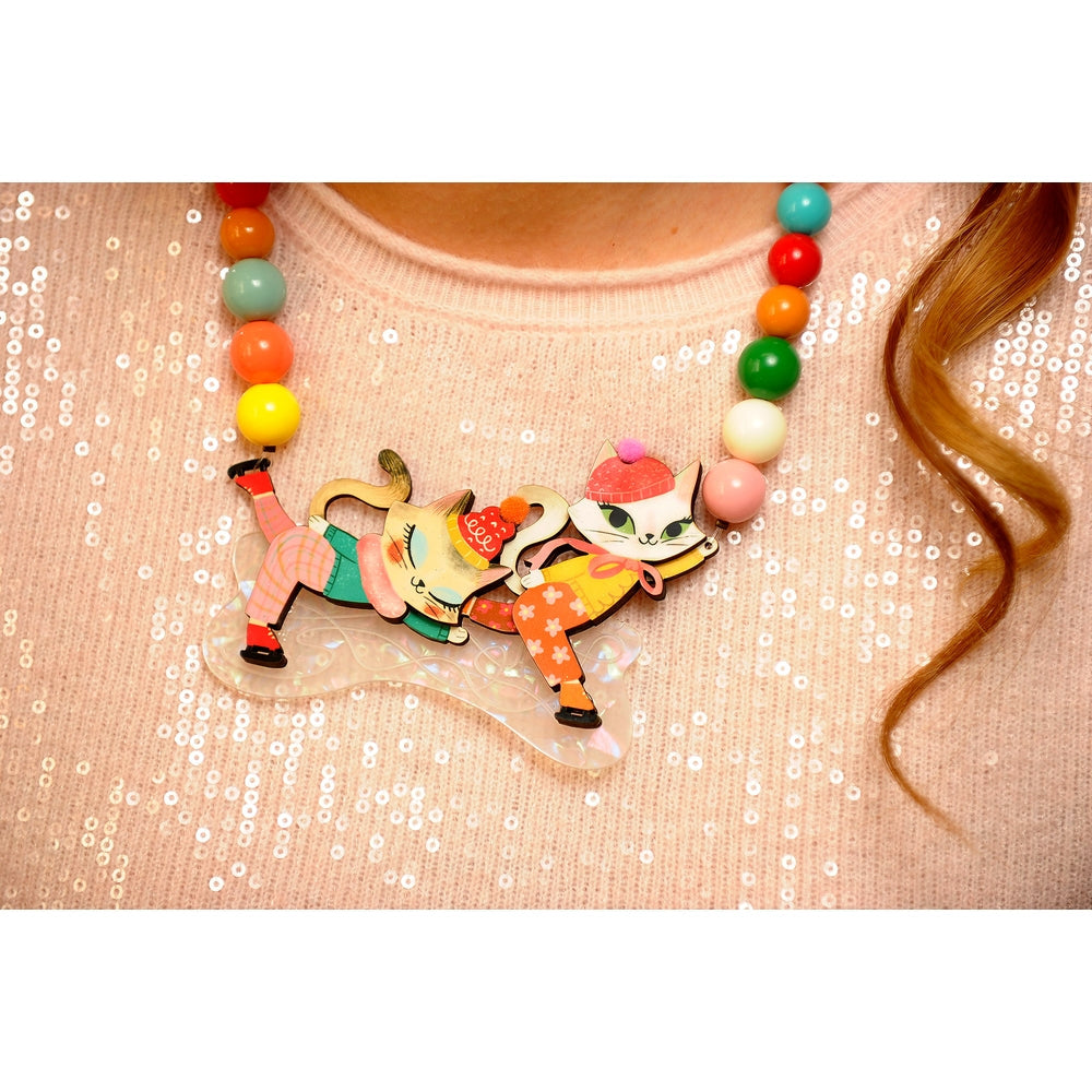 Kittens Kicking on Ice Necklace by Laliblue
