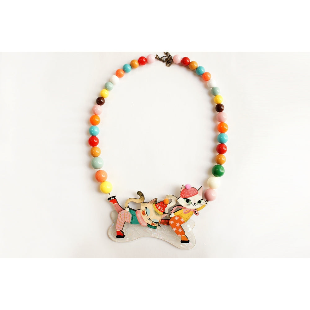 Kittens Kicking on Ice Necklace by Laliblue