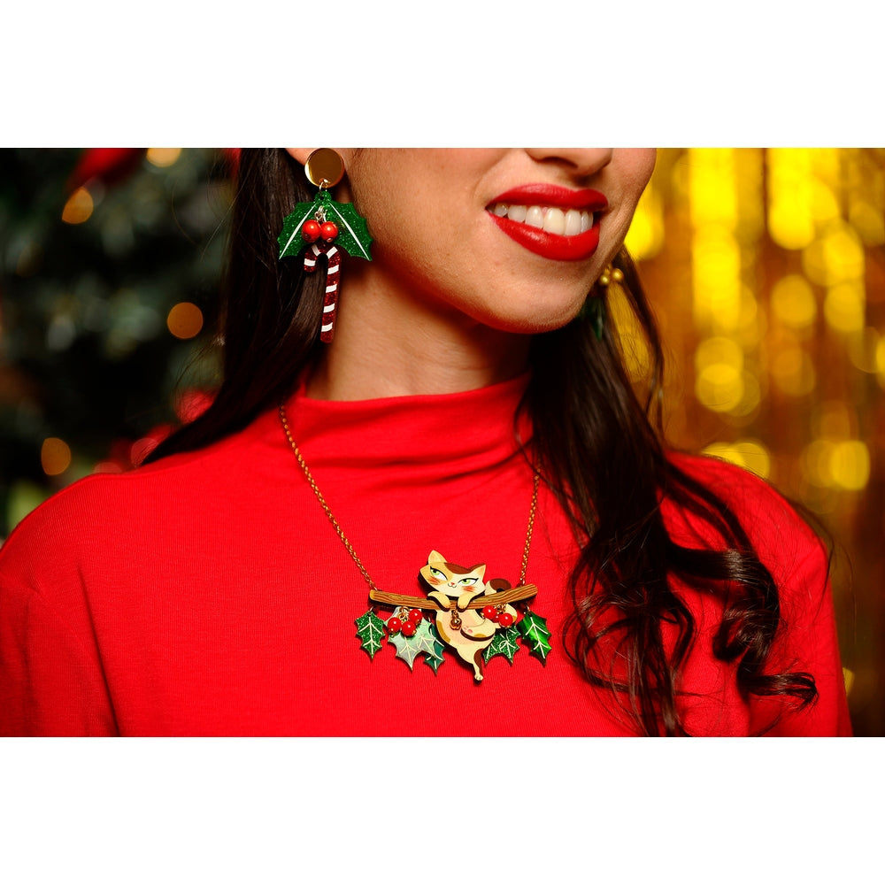 Kitty Collar on A Holly Branch Necklace by Laliblue