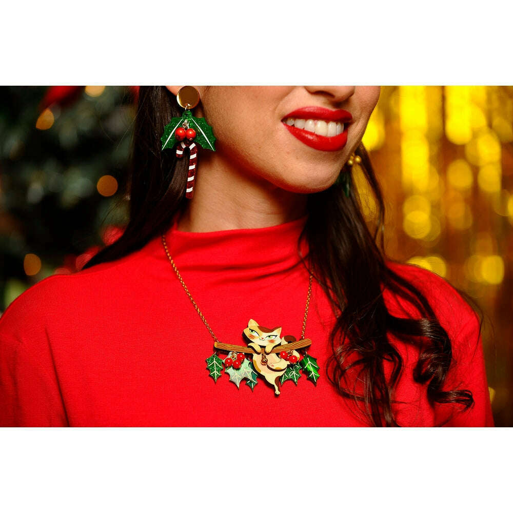 Kitty Collar on A Holly Branch Necklace by Laliblue