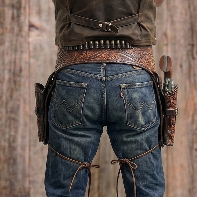 Double Western Holster & Belt .38 .357 Cal - Brown