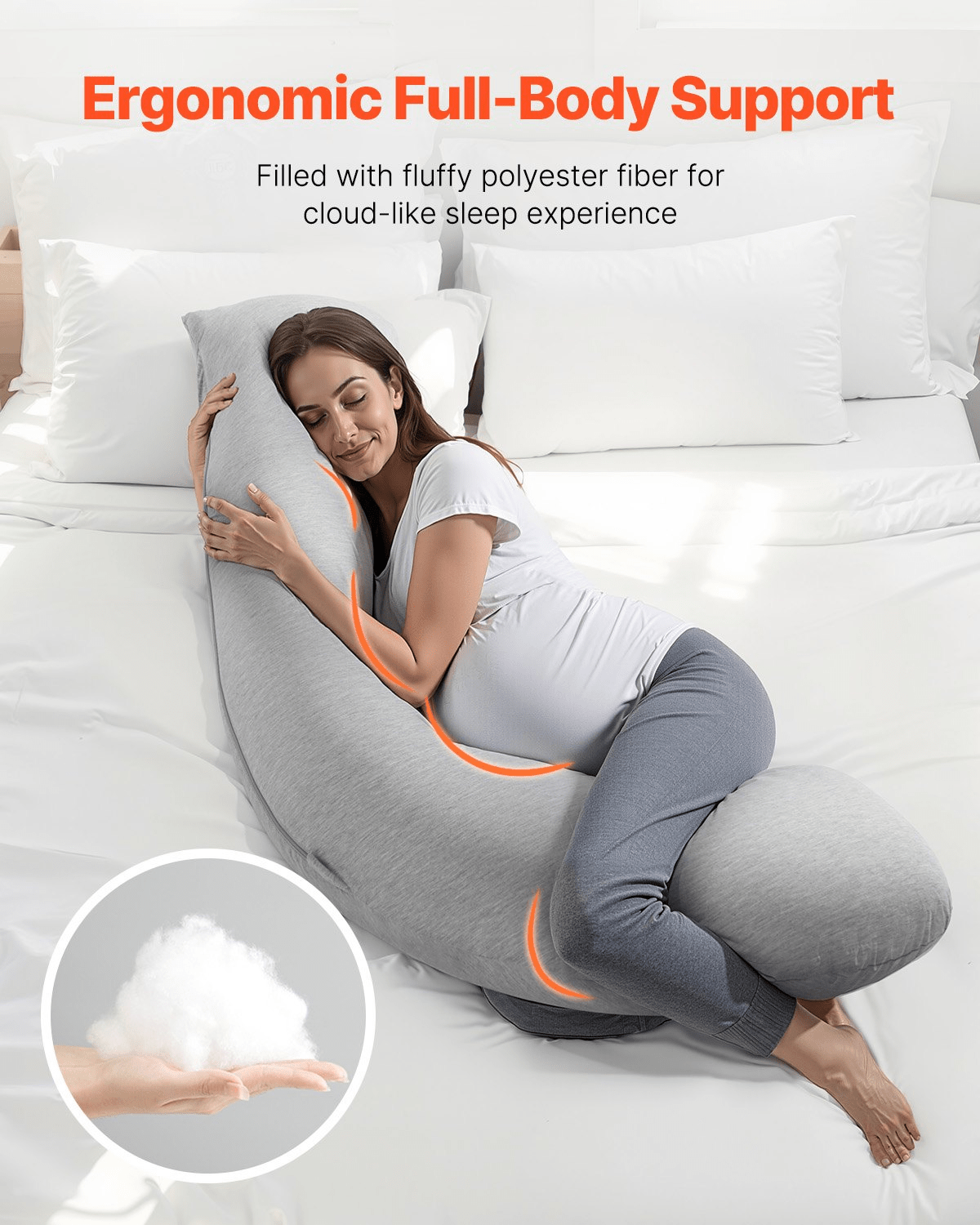 L Shaped Pregnancy Pillow with Breathable Jersey Cover - Osadia Concept Store