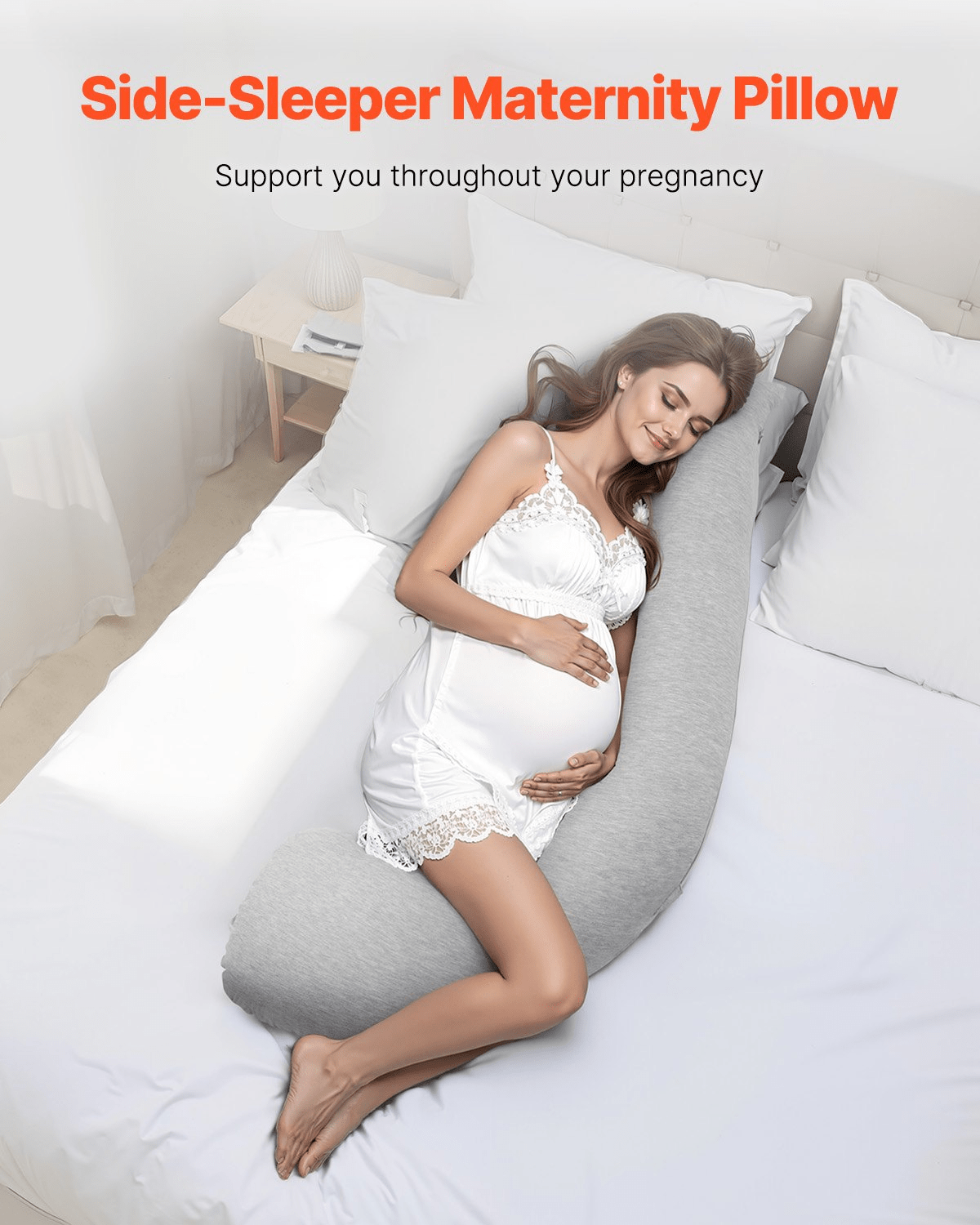 L Shaped Pregnancy Pillow with Breathable Jersey Cover - Osadia Concept Store