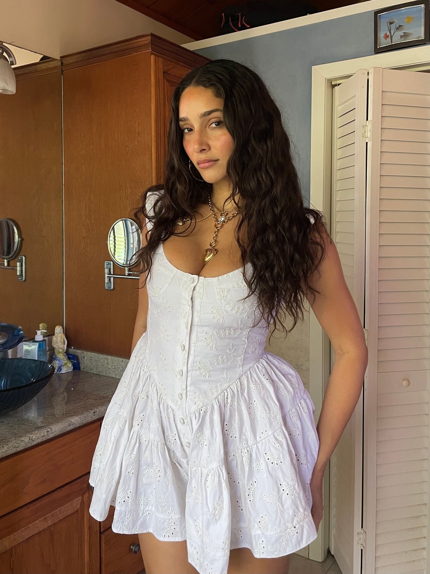 THE ELISABETH ROMPER DRESS - WHITE EYELET