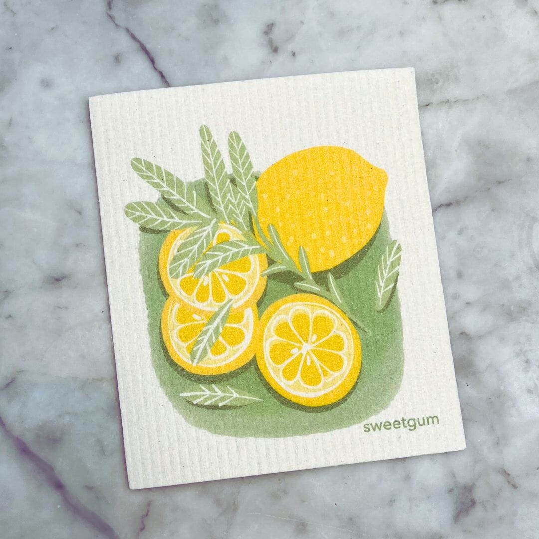 Lemons & Sage Swedish Dishcloth | Yellow & Green | Sweetgum Home - Osadia Concept Store
