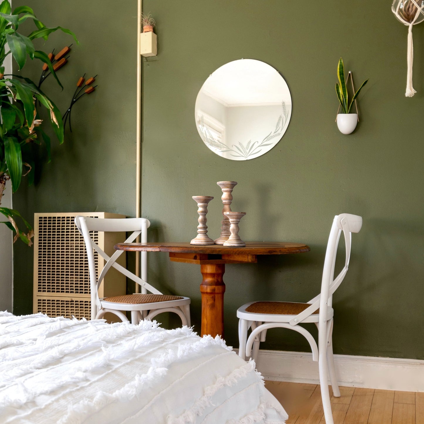 Willow Rustic White Pillar Candleholder Set