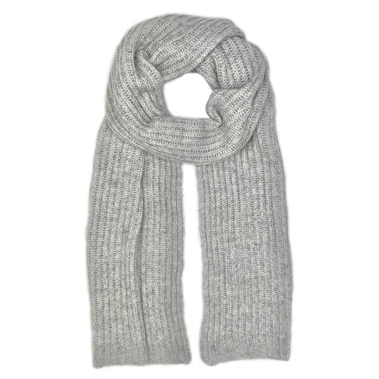 Heather Gray Ribbed Knit Cashmere Scarf