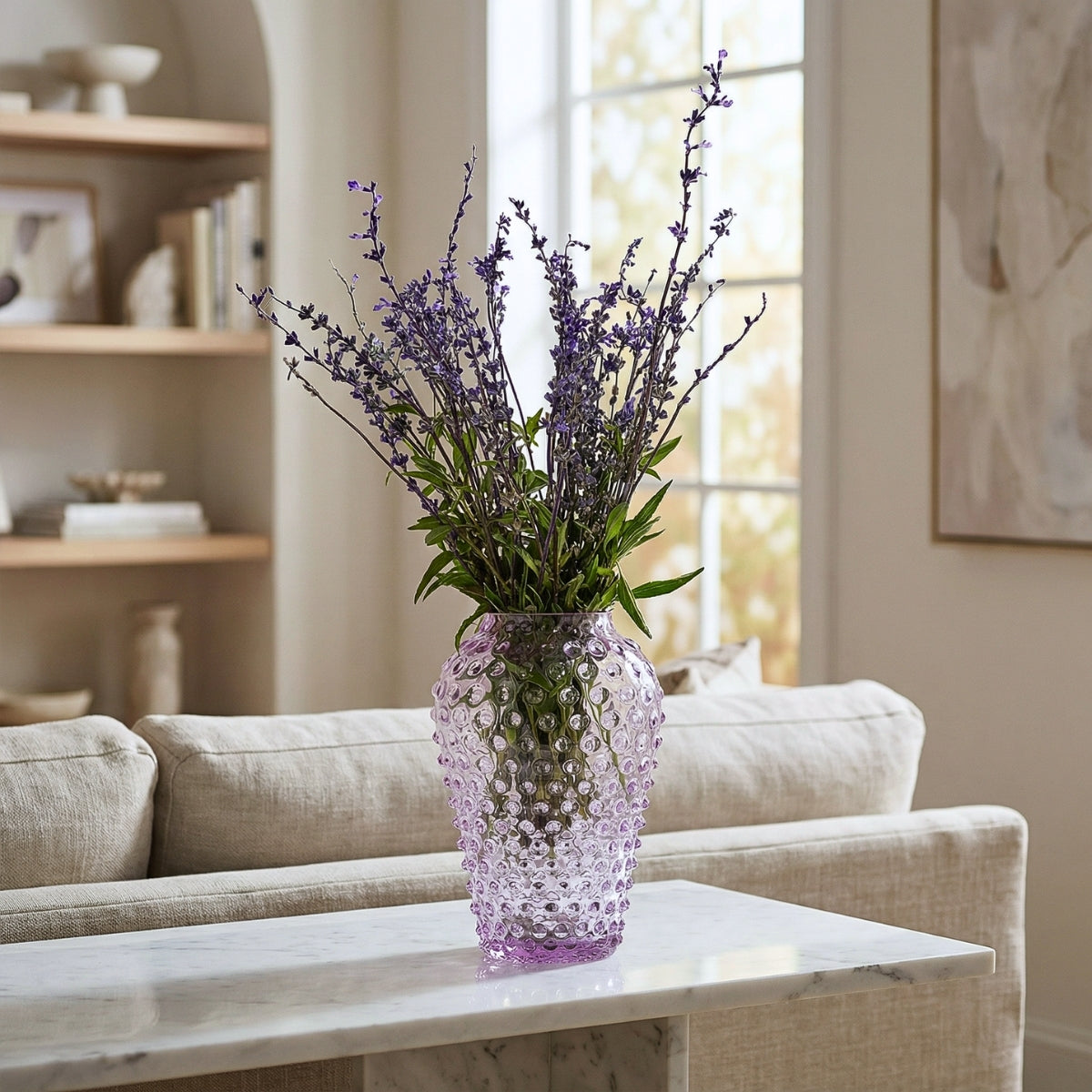Hobnail Vase - Barrel - Lilac